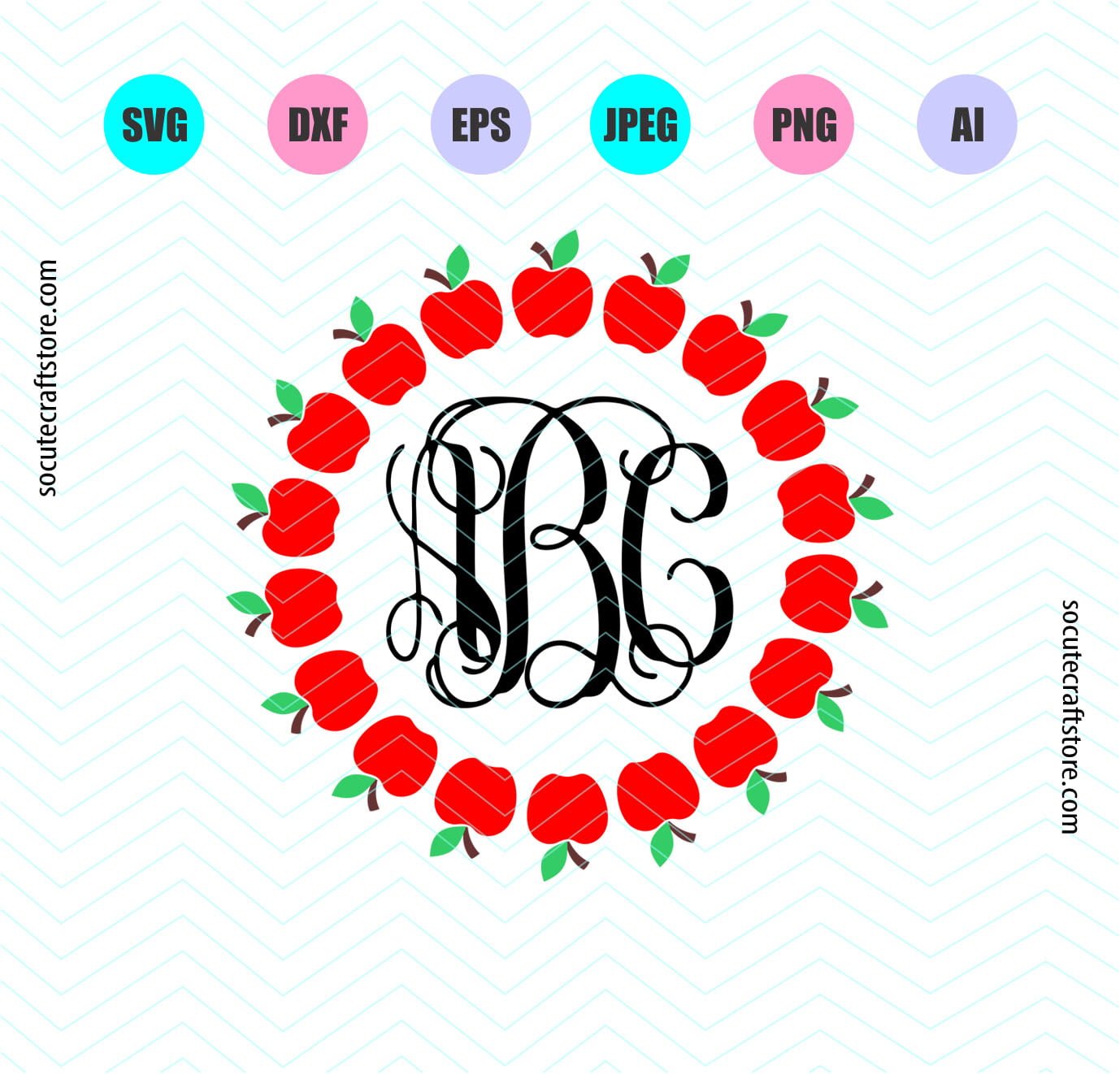 Apple Monogram SVG,SVG File, DXF File, PNG File, Clipart, Digital Cut Files, Cricut explore ...