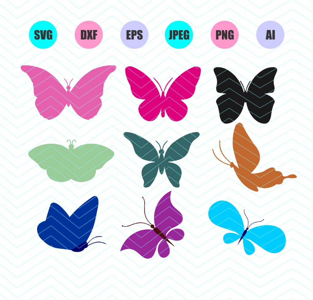 Butterflies Svg Dxf Eps Png Jpg Ai Cut Vector File Silhouette Cricut ...