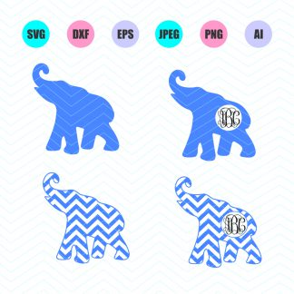 Download Elephant Monogram Svg Dxf Eps Png Jpg Ai Cut Vector File Silhouette Cricut Design Vinyl Decal Socutecraftstore