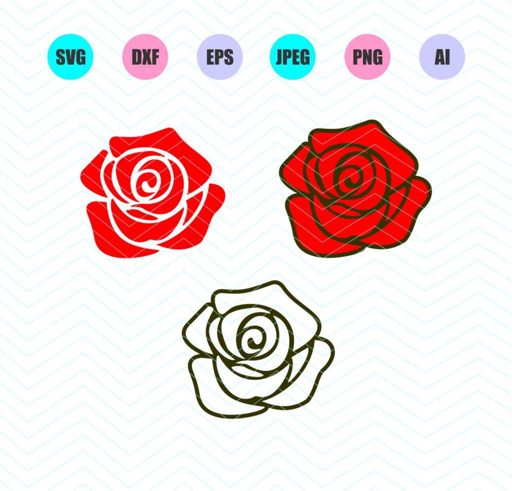 Download Rose Svg Dxf Eps Png Jpg Ai Cut Vector File Silhouette ...