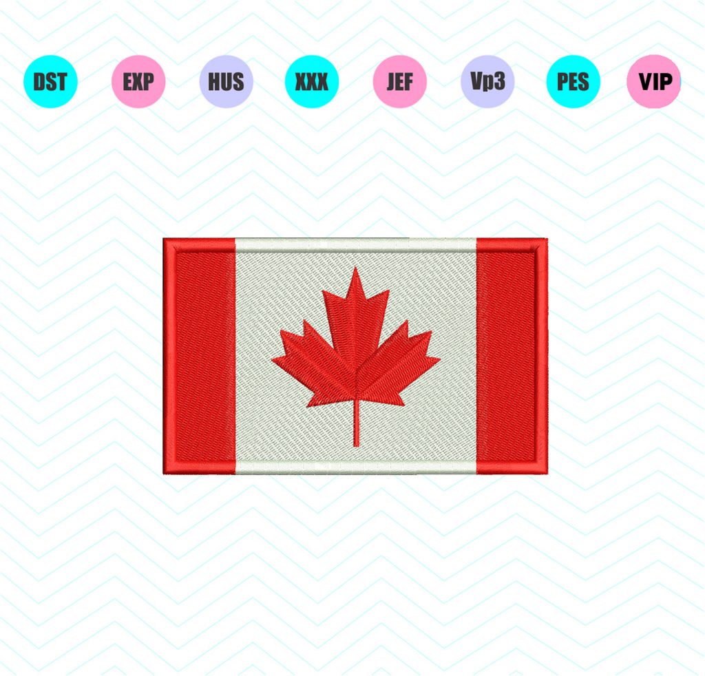Canada flag machine embroidery design 3 sizes  instant download