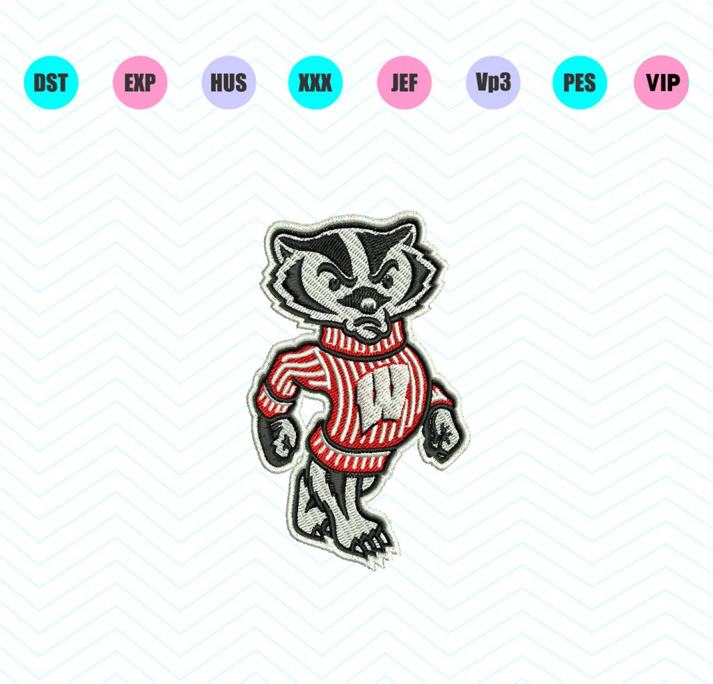 Wisconsin Badgers Logo Machine Embroidery Design 3 Sizes Instant