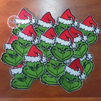 Grinch Face Embroidered Patch