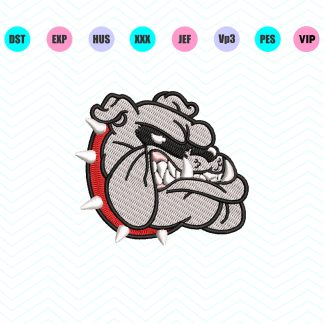 Bulldogs Mascot logo Embroidery Designs 3 Sizes - Instant Download