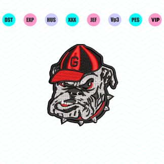 Georgia Bulldogs Logo Embroidery Design 3 Sizes - INSTANT DOWNLOAD