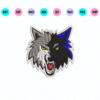 Minesota Timberwolves Logo Embroidery Design 4 Sizes - Instant Download