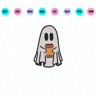Ghost Embroidery Design 3 Sizes - Instant Download