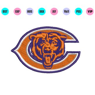 Chicago Bears Embroidery Design 3 Sizes - Instant Download
