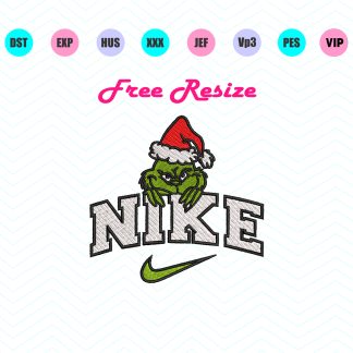 Grinch Face Christmas Embroidery Design 2 Sizes - Instant Download