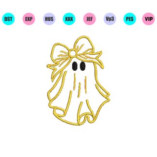 Ghost Applique Embroidery Design 5 Sizes - Instant Download