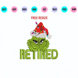 Grinch Face Christmas Embroidery Design - Instant Download